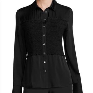 Opening Ceremony Stretch-Silk Smocked Blouse